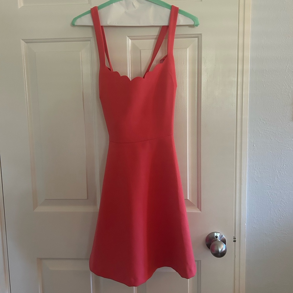 Likely Scalloped Coral Mini Dress
